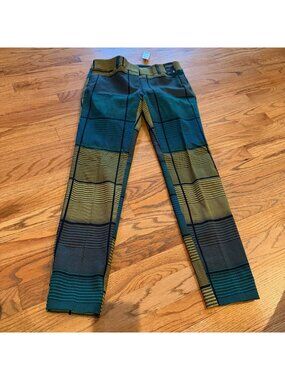 7TH AVENUE NEW YORK & COMPANY WOMENS GREEN BLUE PLAID PANTS SIZE 2 NEW AUDREY ST